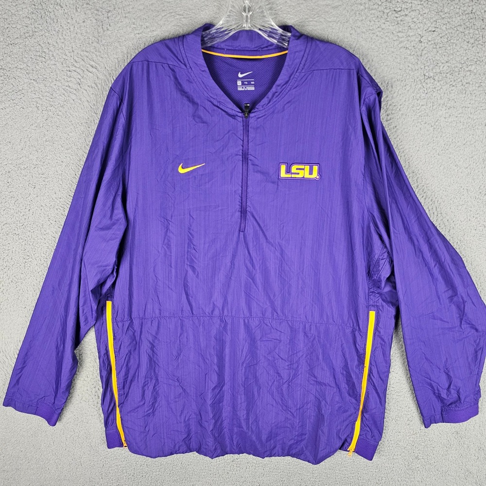Nike Windbreaker Mens L Purple LSU Tigers Half Zip Pullover Jacket 028859